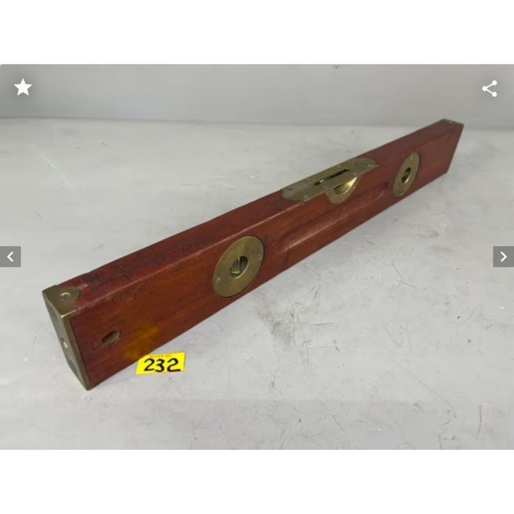 Antique Stanley Rule & Level Co 28" Adjustable Wood Brass Level Pat 1890
